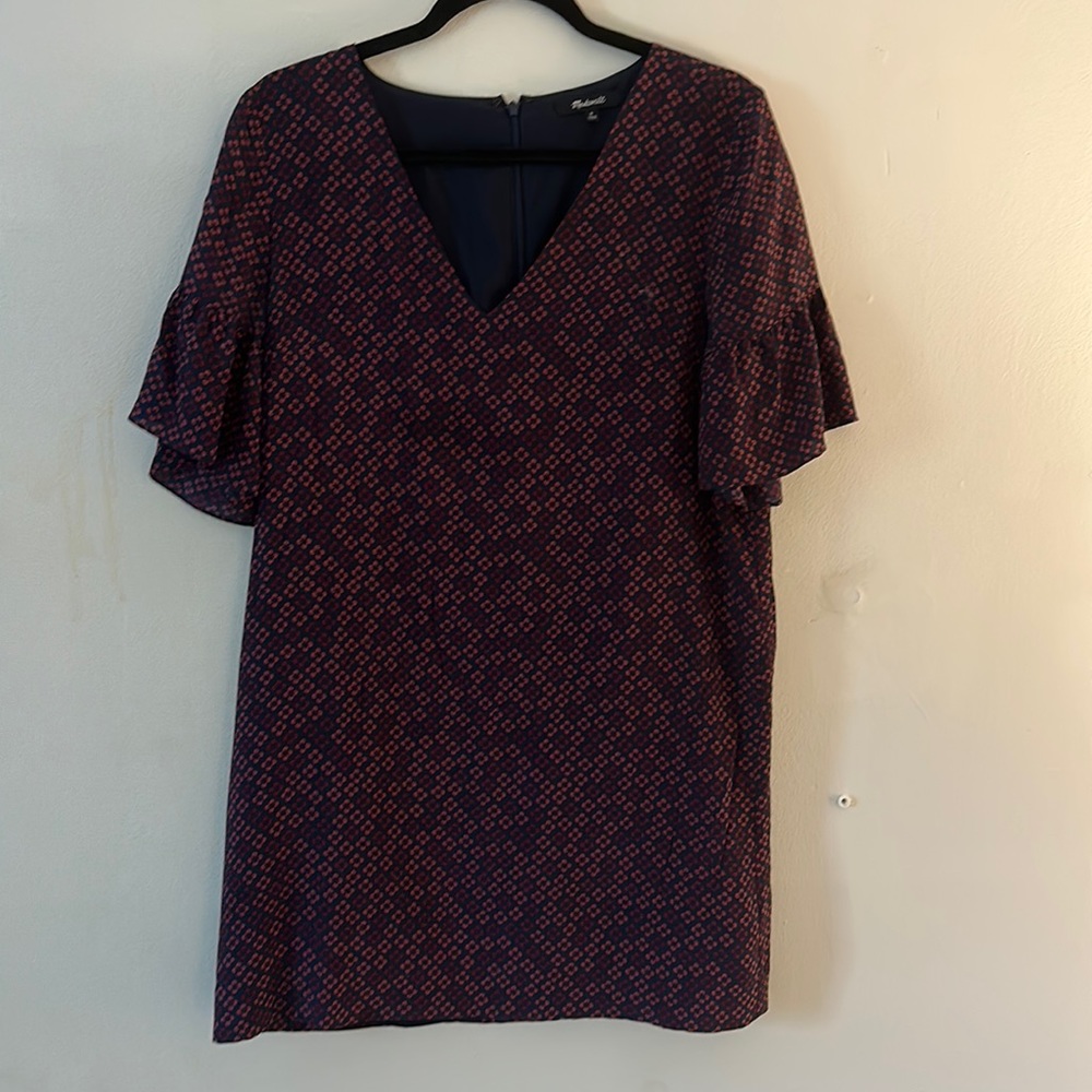 madewell ruffle sleeve shift dress small